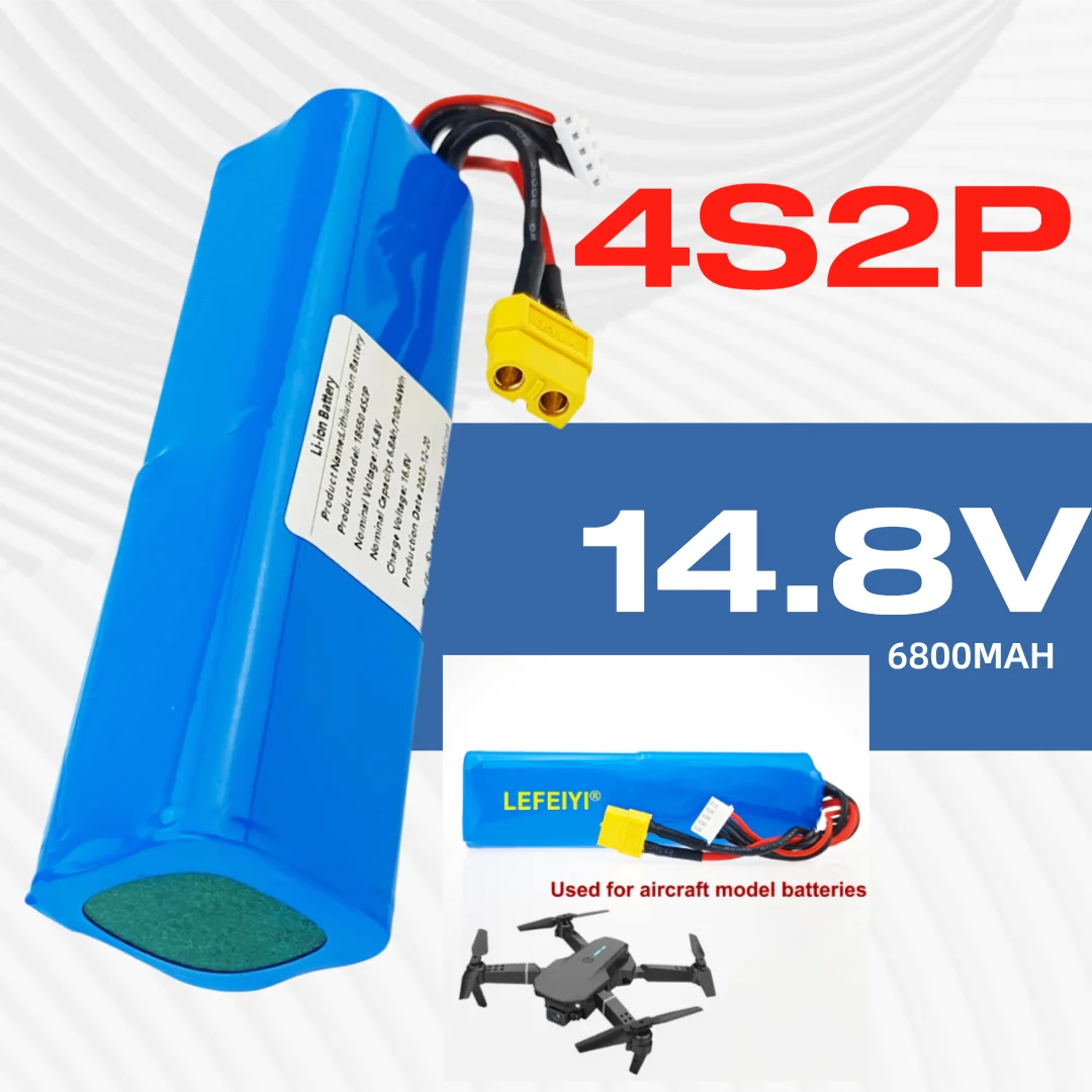 

High Capacity 14.8V Li-ion Battery 4S2P 6800mAh UAV Rechargeable lpega for Various RC Airplane Drone QuadrotorXH2.54-5P XT60