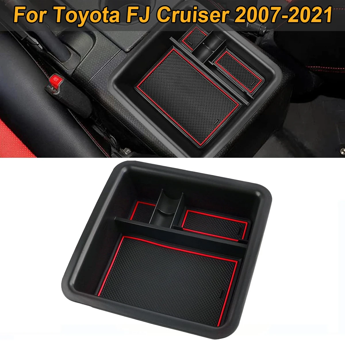 For Toyota FJ Cruiser 2007-2021  Center Console Armrest Secondary Box Storage Organizer Holder Insert Container Car Accessories