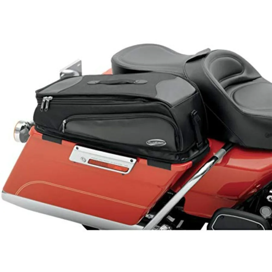 

3501-0454 Saddlebag Chap with Storage for Motorcycle Rear Storage Durable Polyester Fabric Black Large Ccity with Secure Zipper