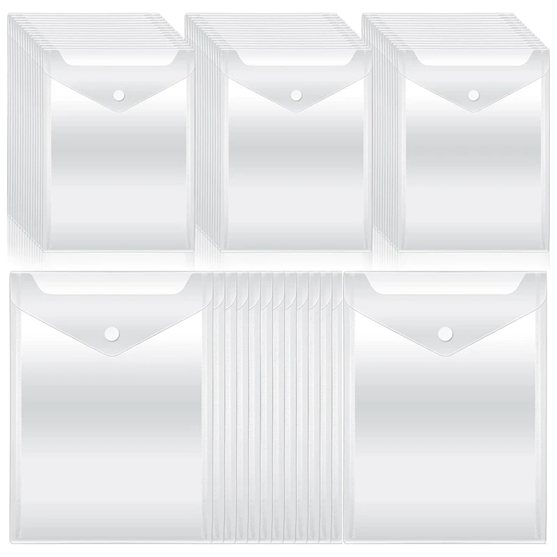 

50Pcs With Snap Button Stamp And Die Storage Pockets For School Home Office 7.08 X 9.44Inch