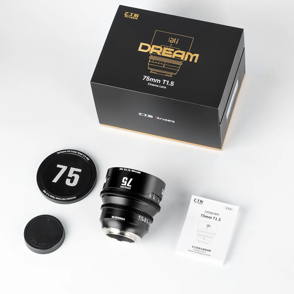 7artisans Dream Series Cine Prime Lens 35mm/50mm/75mm T1.5 Full Frame Cinema Lens voor Sony E, Nikon Z, Canon RF, Leica L-vatting