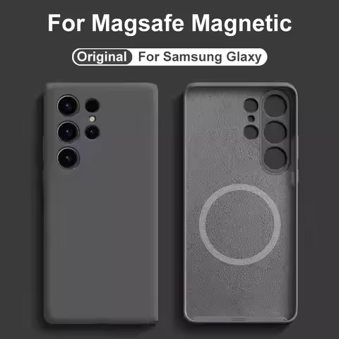 Original Liquid Silicone Magnetic Case For Magsafe For Samsung Galaxy S25 S24 S23 S22 S21 Ultra Plus Wireless Charge Back Cover