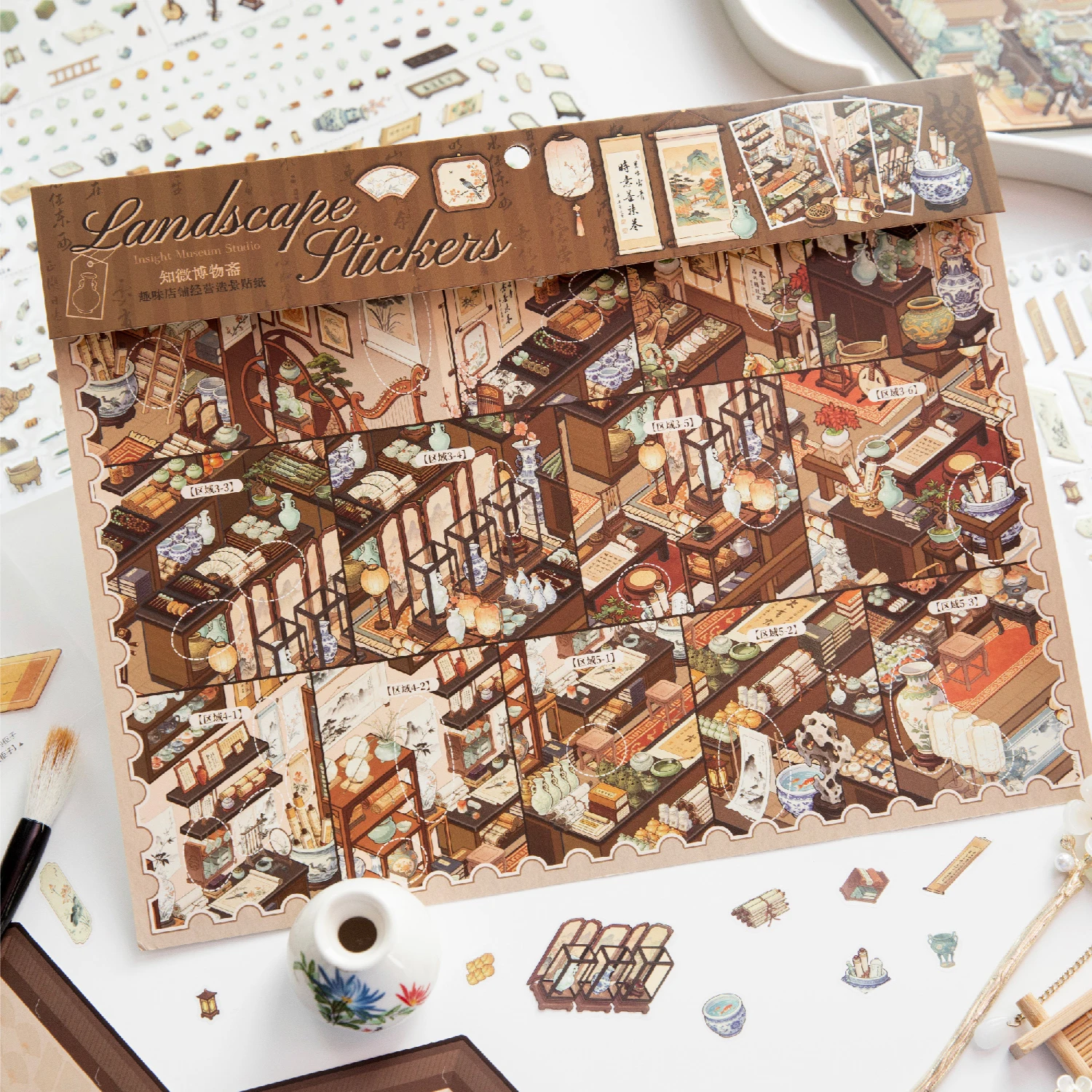 JIAMEI Kawaii Antique Exhibition 3D Fun Miniature Scene Sticker DIY Handmade Stacking Stress Relieving Stickers