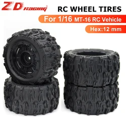 ZD Racing 4PCS Rubber Tires 12mm Hex Sponge Nylon Wheel Rim Tires For MT-16 1/16 RC Car