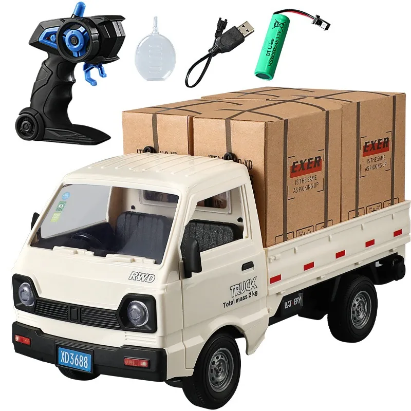 Remote Pickup Truck for Kids & Adults, 1:18 Electric RC Car with Realistic Exhaust System, Automatic Headlights & Spray Feature