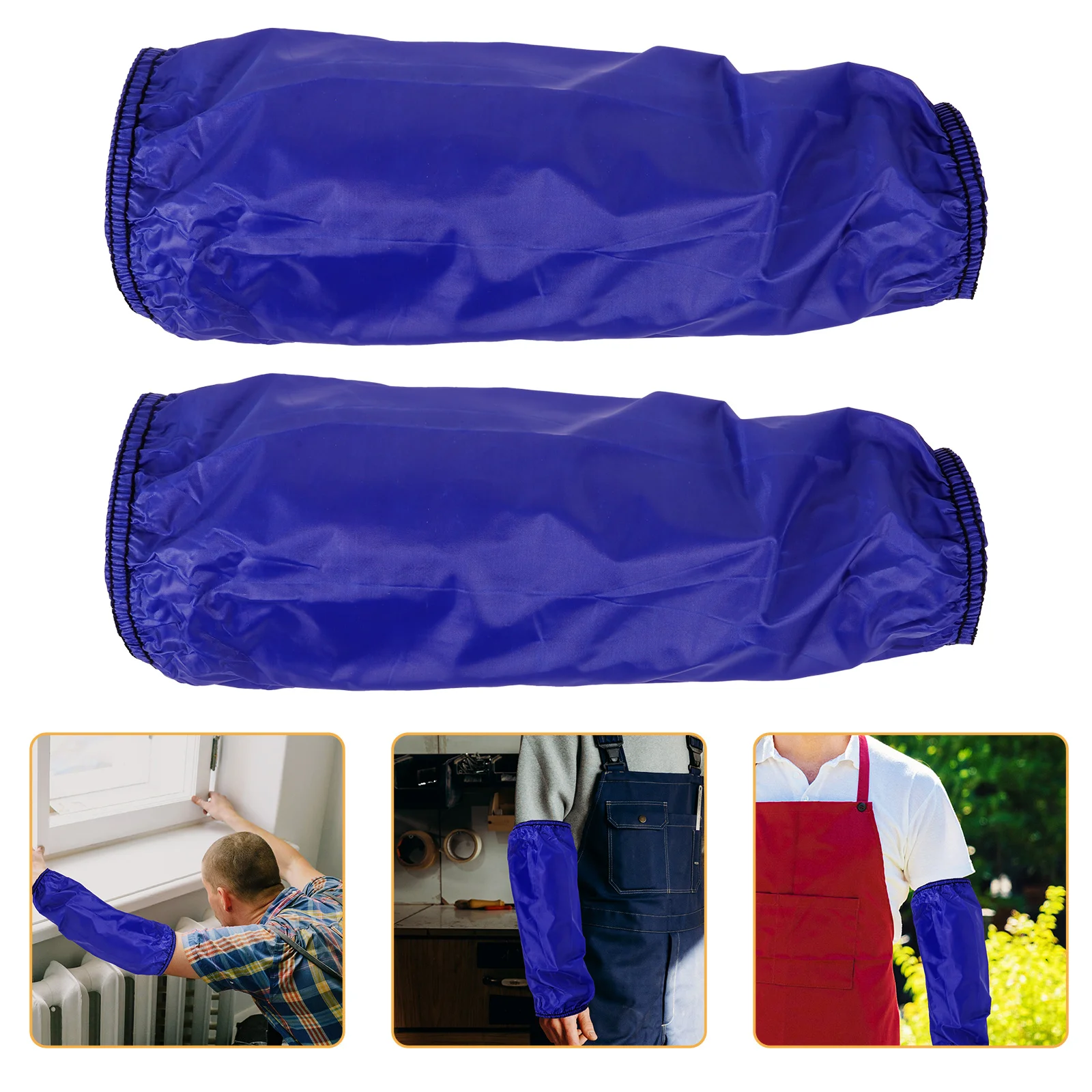 1Pair Waterproof PVC Oilproof Kitchen Arm Sleeves Covers Oversleeves Durable Elastic Comfortable Cleaning Blue