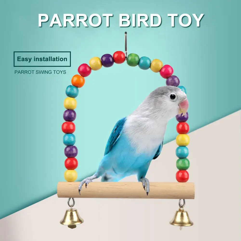 Wood Parrot Bird Chew Toy Cotton Rope Bite Bridge Birds Tearing Toys Cockatiels Training Hang Swings Cage Supplies Accessories