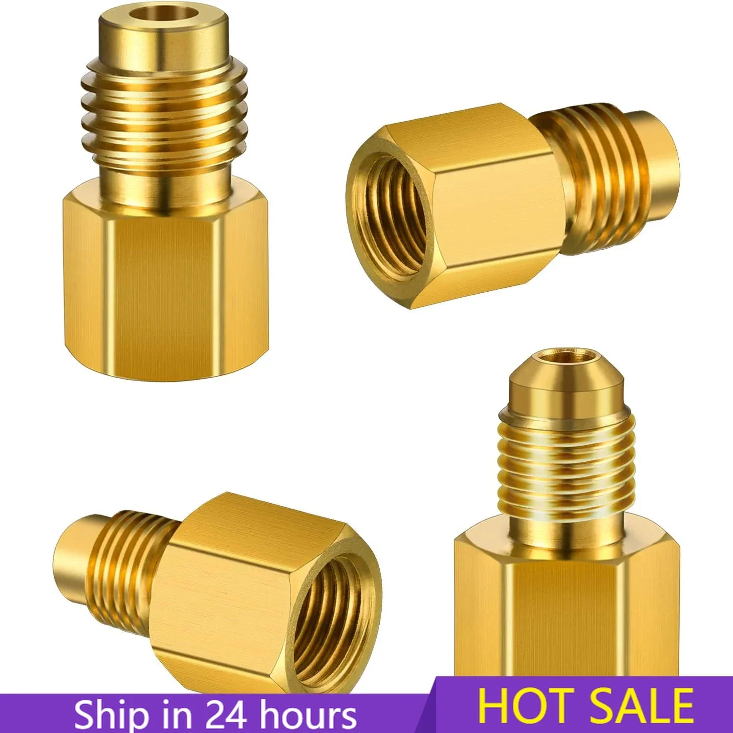 R134A Brass Refrigerant Tank Adapter to R12 Fitting Adapter 1/2 Female to 1/4 Male Flare Adaptor Valve Core and Vacuum Pump