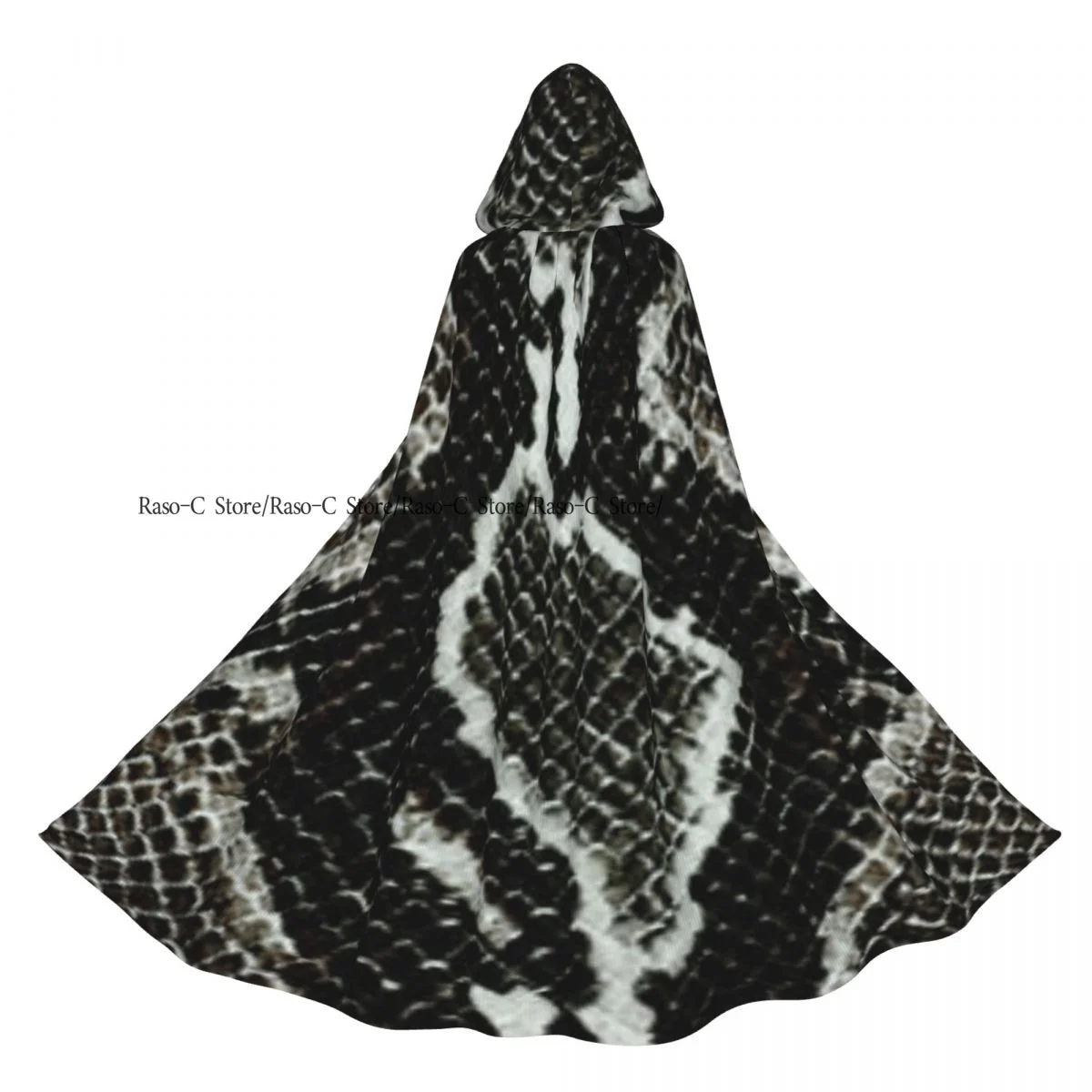 

Adult Cloak Cape Hooded Snake Skin Reptile Medieval Costume Witch Wicca Vampire Elf Purim Carnival Party