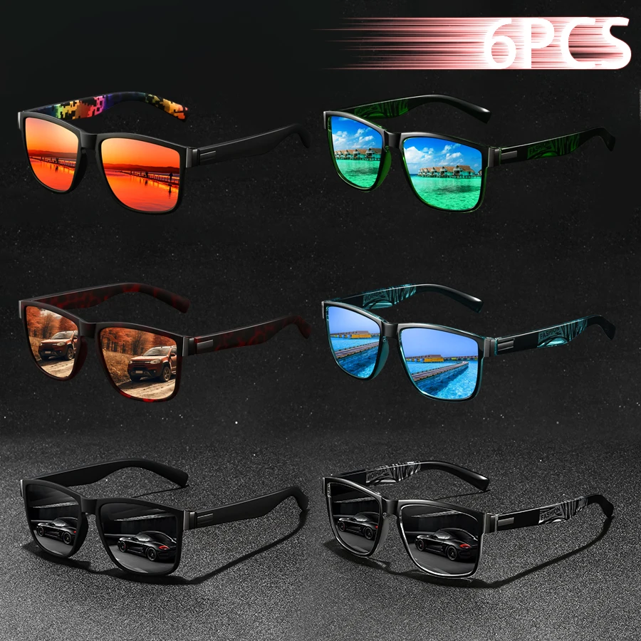 

6PCS Classic Pattern Sunglasses Men and Women Fashion Designer Brand Colorful Eyewear Outdoor Leisure Driving Fishing Sunglasse