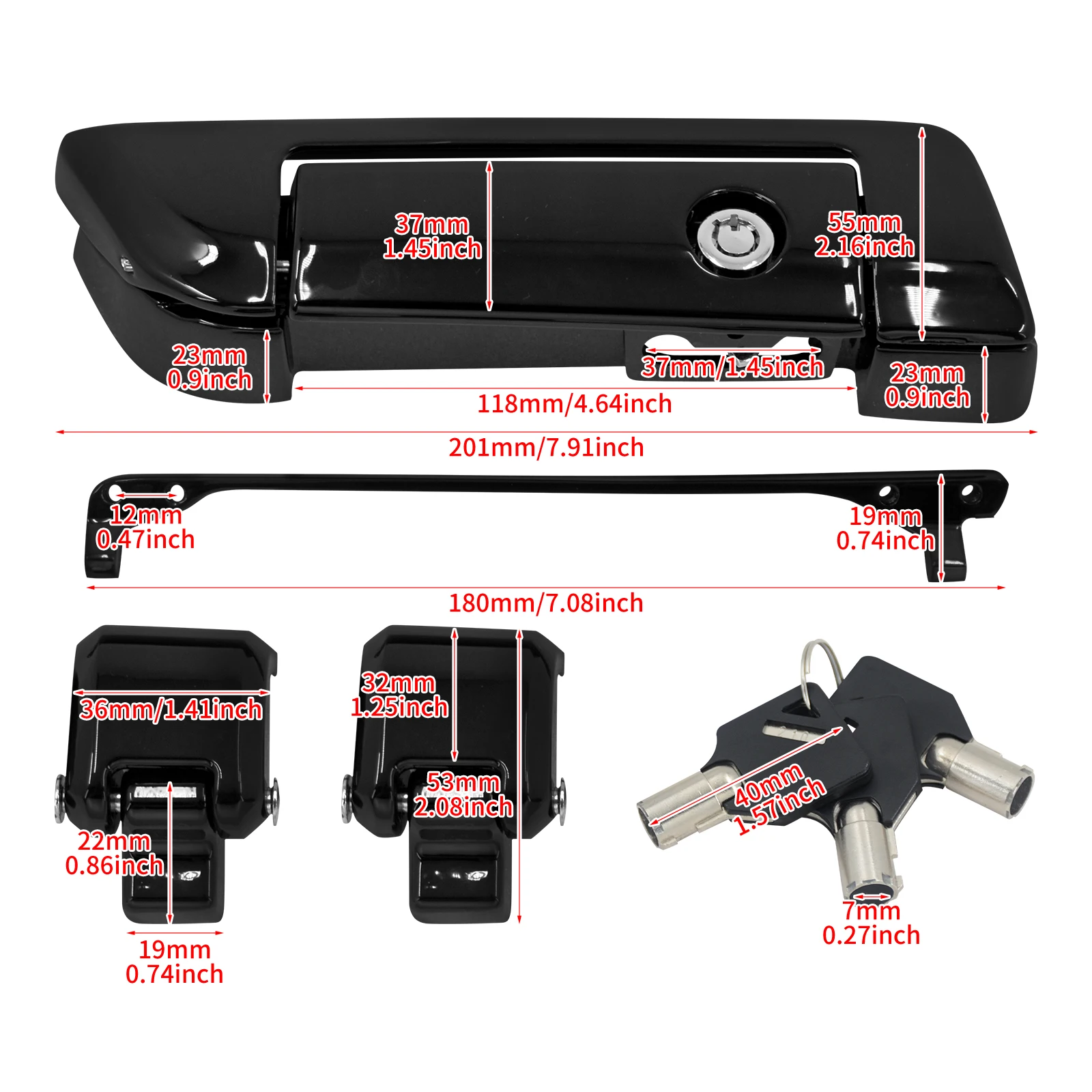 Motorcycle Tour Pack Trunk Hinges Latch Lid Lock Keys Kits For Harley Touring Road Street Electra Glide FLHR FLHT FLHRC 2014-Up