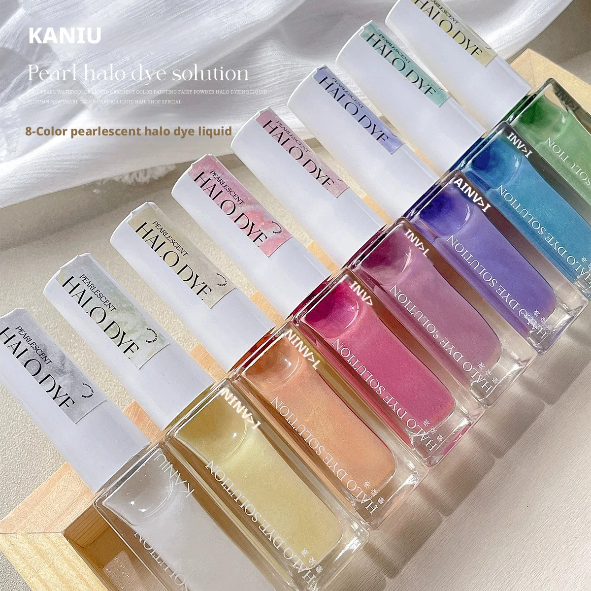 12ml Nail Art Pearl Gradient Liquid Quick-Dry Color Gradient Pearl Watercolor Nail Dye Liquid Fairy Pigment Nail Blooming Liquid