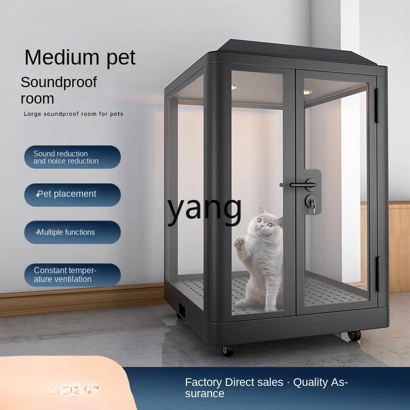 LXL Pet Soundproof Room Small Kennel Mini Household Cute Cat Mobile Mute Display Cabinet