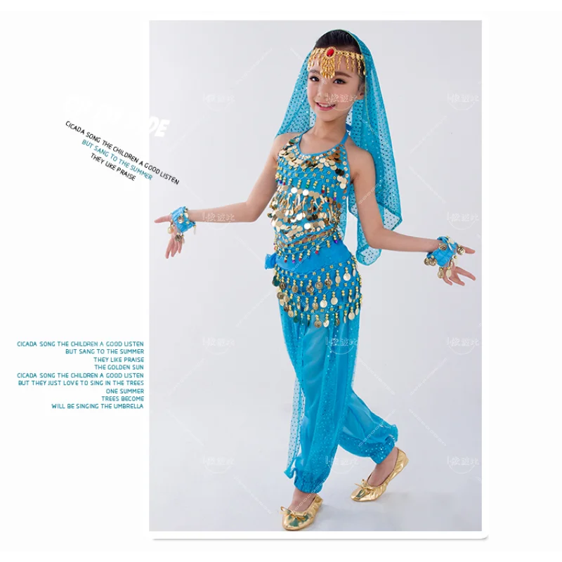 Ensemble de vêtements de danse du ventre pour enfants, vêtements de danse orientale pour filles, Inde