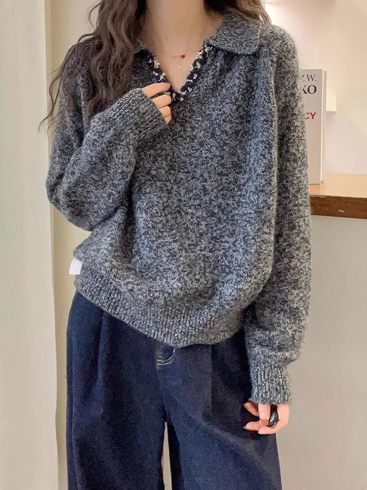 Ele Faionable Camere Knitwear Damska warstwa bazowa irt Modny sweter z długim rękawem i okrągłym dekoltem do noszenia na co dzień, o regularnym kroju