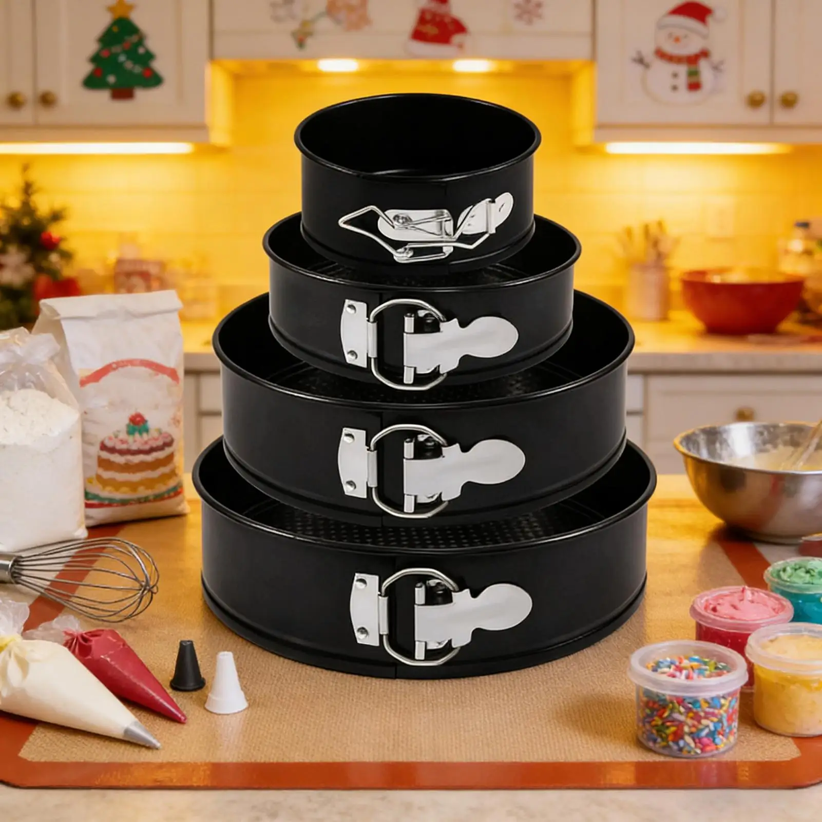 

Round Cake Mould Removable Bottom Leakproof Round Cake Pan Bakeware Non-Stick Metal Bake Mould Kitchen Accessories Baking Tools