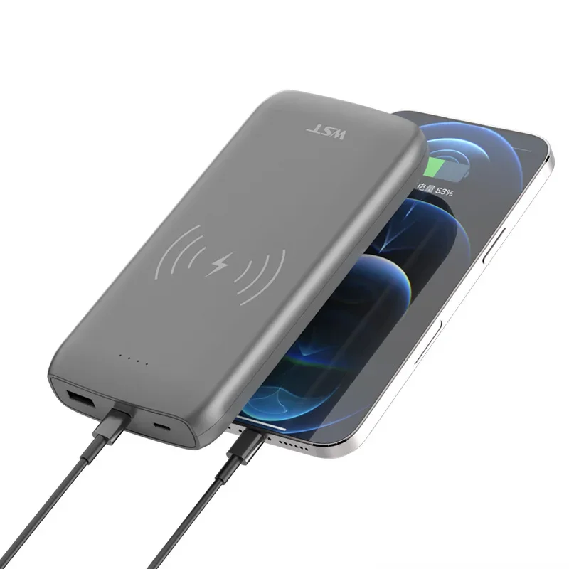 WST Large Capacity Wireless Charging Bank 20000 mA PD18W Fast Charging Mobile Power Polymer