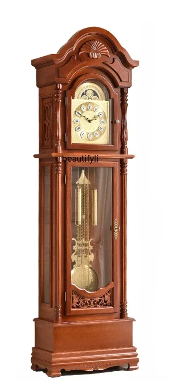 

European living room table clock mechanical American standing clock Chinese retro pendulum clock classical