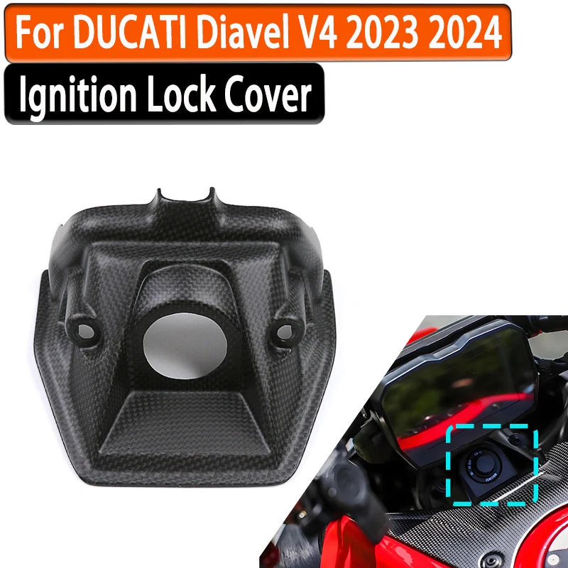 

Для DUCATI Diavel V4 2023 2024 3K сухая крышка замка зажигания из углеродного волокна, аксессуары для мотоциклов, модификационная крышка, простой обтекатель