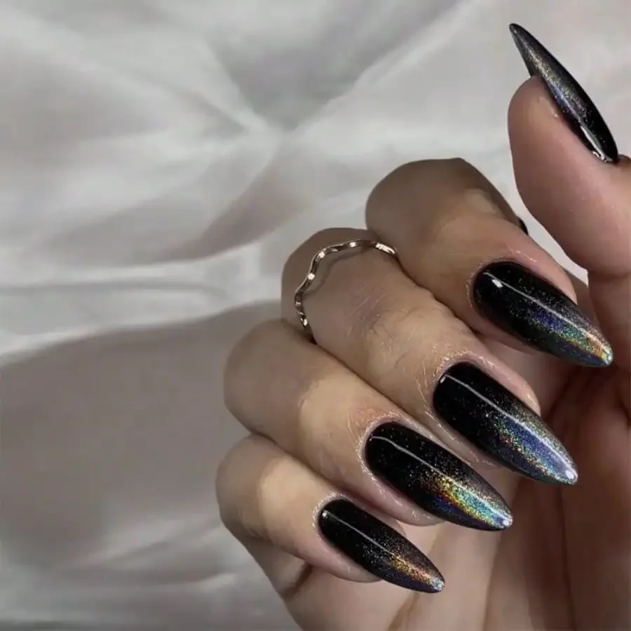 

24 шт. темно-черных накладных ногтей средней длины в европейско-американском стиле, для вечеринок