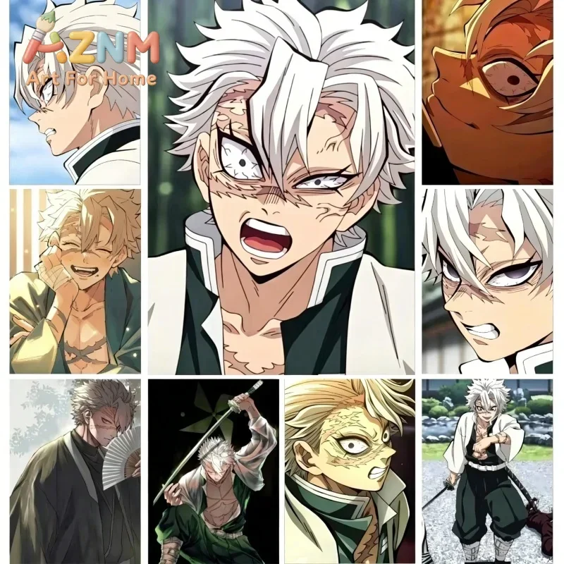 AZNM Demon Slayer Sanemi Shinazugawa Anime Canvas Wall Art Frameless Print Poster for Home Bedroom Living Room Wall Decor