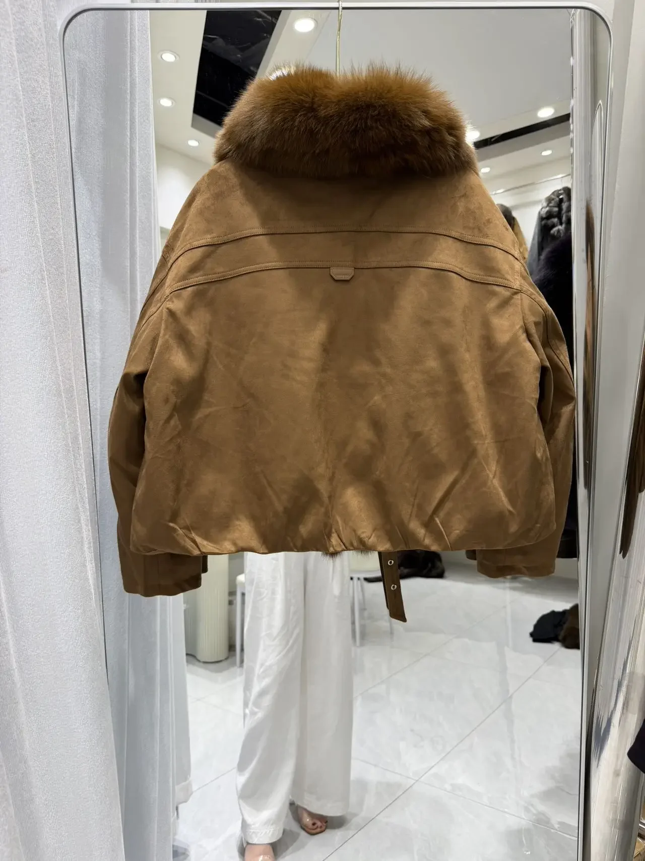 OFTBUY Large Real Fox Fur Collar White Duck Down Coat Women Jacket Winter Warm Thick Belt Detail Fashion Outerwear
