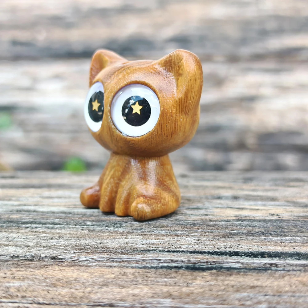 1.2 Inch Wooden Cat Figurine, Hand-Carved, Animal Style, Suitable for Holiday Decorations, Party Decorations, Christmas Decorations, Home Decor, Fireplace, Centerpiece Decoration, Office, Birthday Gift