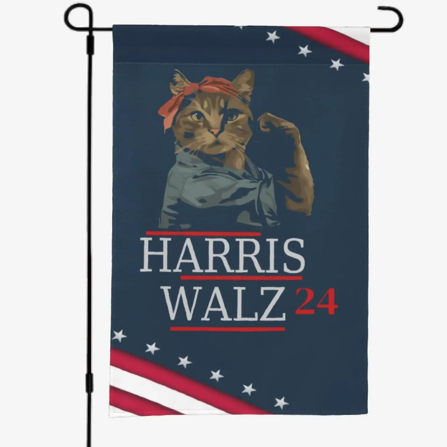 Harris Walz 2024 Garden Flag,Endeavour Cat Flax Knit Garden Flag. Kamala Harris Tim Walz For President 24 Garden Flag Double Sid