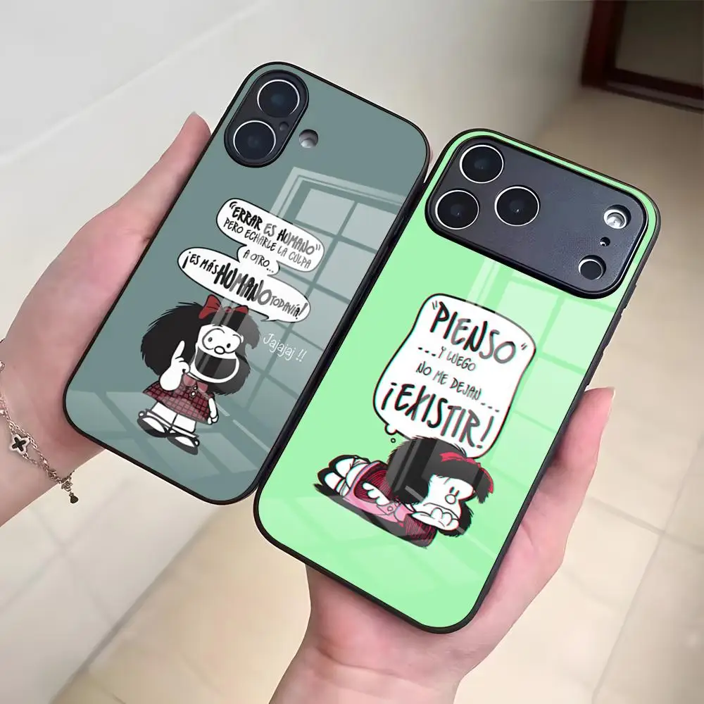 C-Cartoon Comics M-MafaldaS Handyhülle für iPhone 17 Pro Max 16 15 14 Pro Max 13 11 Plus Glasabdeckung