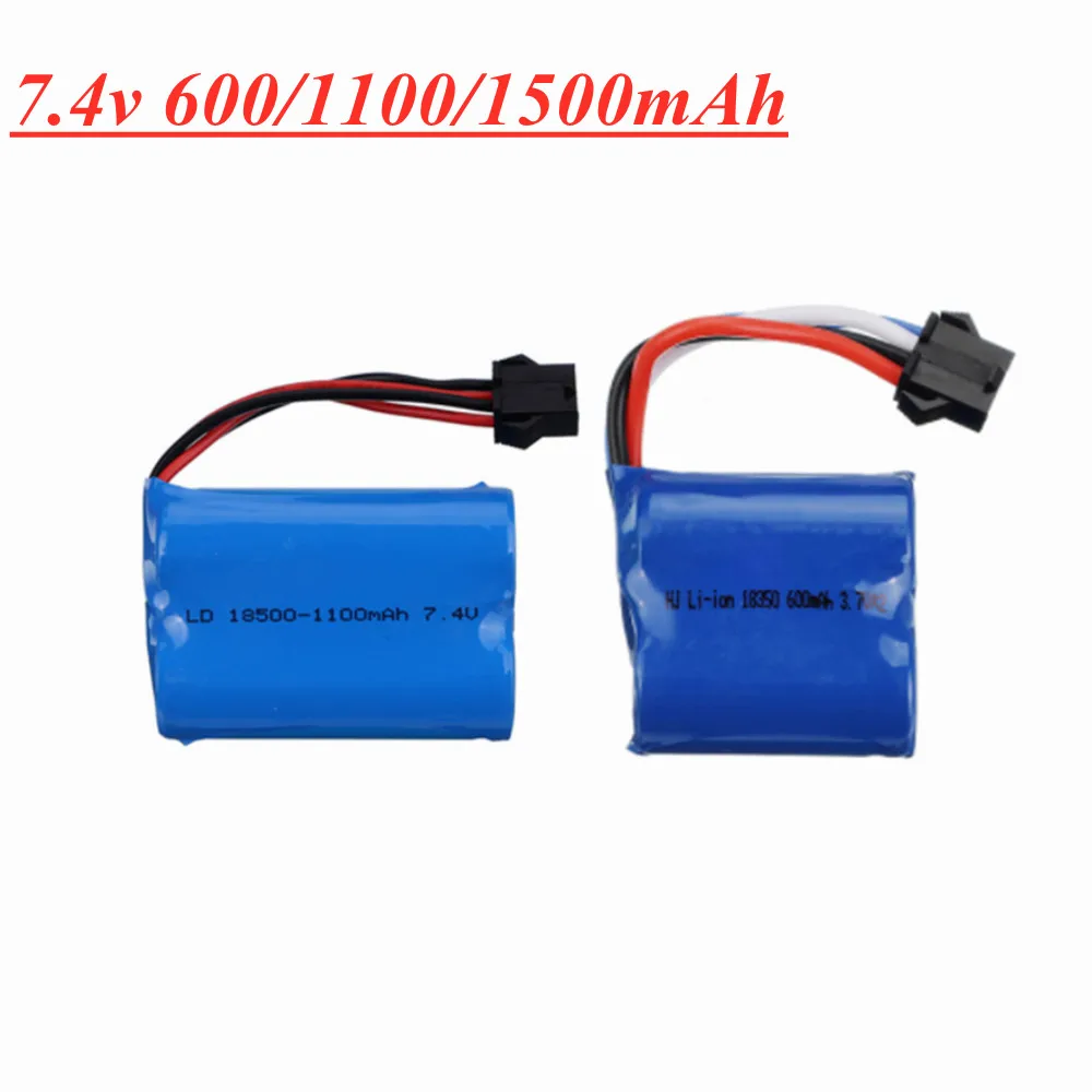 Akumulator litowo-jonowy 7,4 V 600 mAh 1100 mAh 1500 mAh do łodzi wyścigowych RC UDI001 UDI002 UDI902 961 962 2,4G 18500 18350 18650