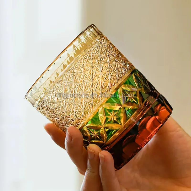 Стакан Edo Kiriko, уникальный стакан ручной работы, 8 унций, стеклянные стаканы для виски в японском стиле для холодного питья, подарки