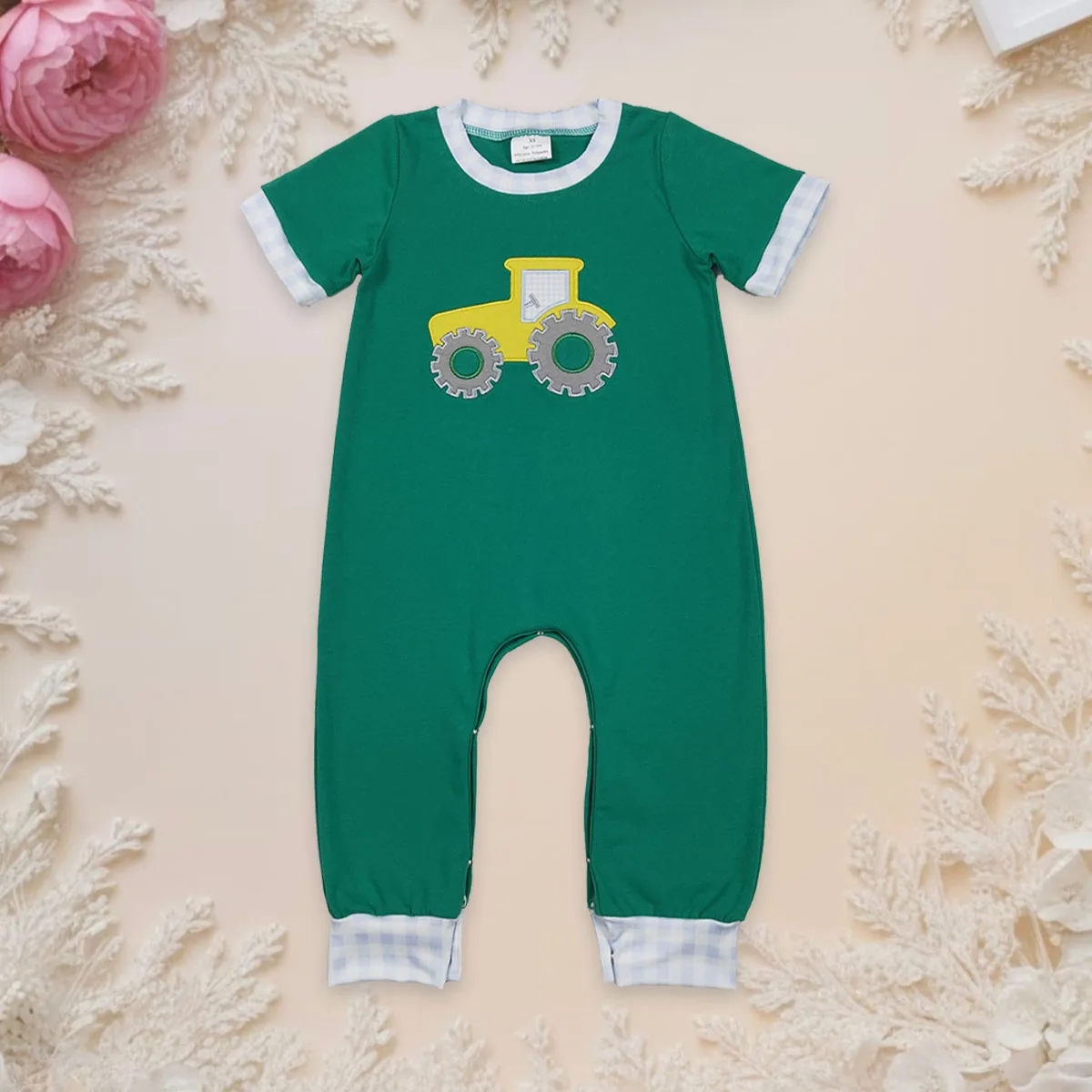 

Baby Infant Boy Short Sleeve Embroidery Golf Truck Footie Rompers Pants Kids Children Onesie Bubbles Newborn Toddler Wholesale