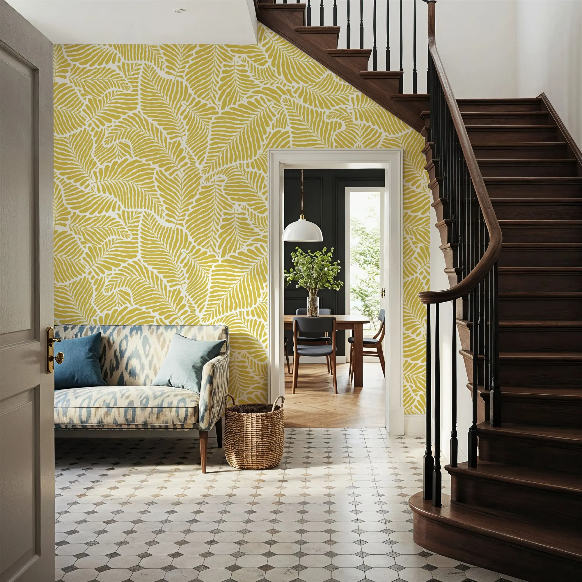Custom Fern Cut Outs Pattern Citrus Large Peel and Stick Mural Wall Decor