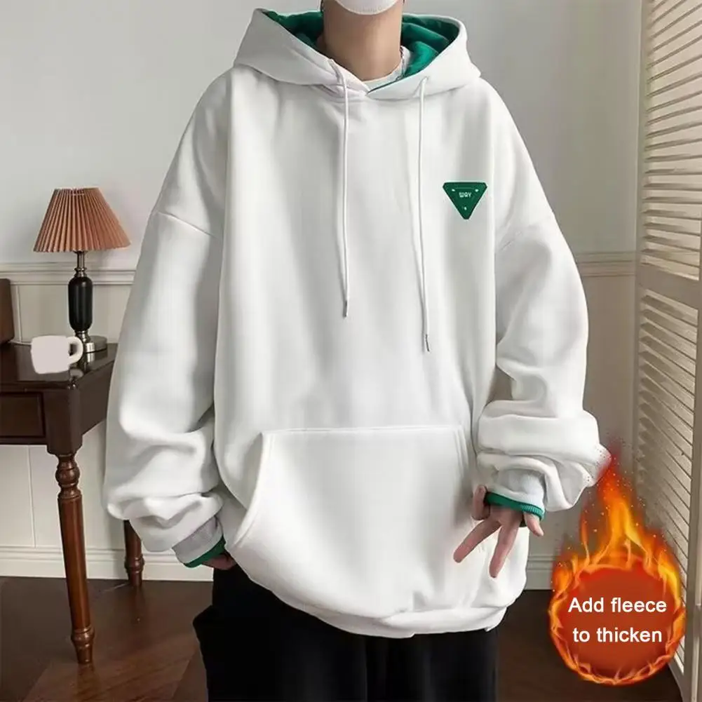 Color Color Hoodie Oversized Plush Hoodie with Drawstring Elastic Cuff for Fall Winter Unisex Couple Sweatshirt with Thick image 2
