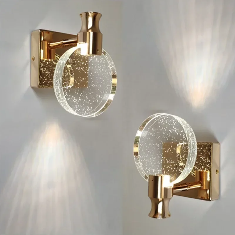 

Golden Bedroom Living Room Crystal Wall Lamp Mirror Front Lamp Bathroom Makeup Lamp Wall Lights Home Decor Lights Mirror Light