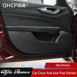 QHCP Car Door Anti Kick Pad Sticker 1Set Door Protective Anti-Dirty Trim Mats For Alfa Romeo Giulia/Stelvio Interior Accessories