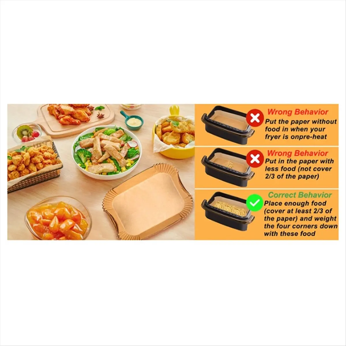 (ABUB) Rectangle Disposable Air Fryer Paper Non-Stick Airfryer Baking Paper Liner Oilproof for Ninja Foodi Dual Zone Basket