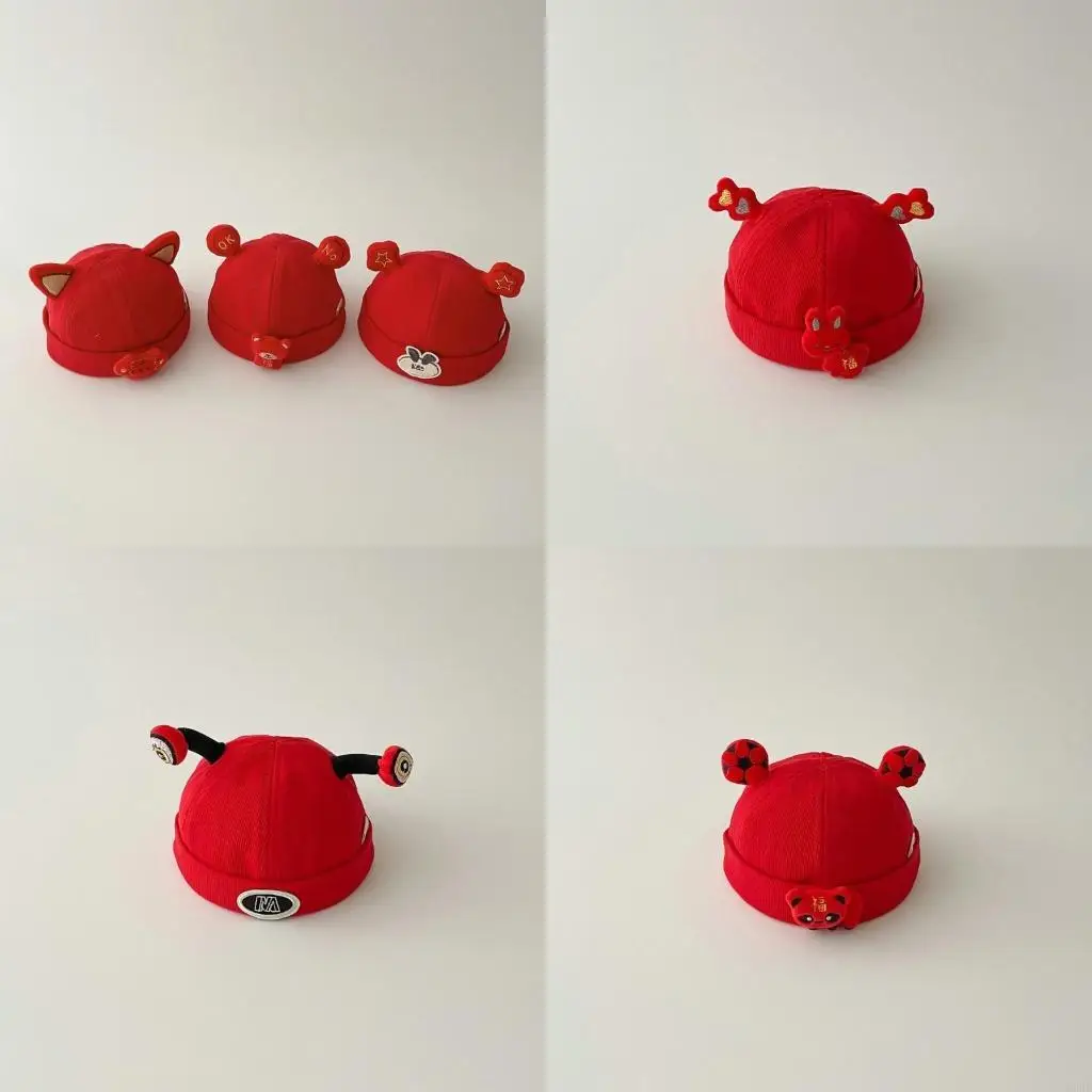 

2023 Winter Warm Hat Kids Baby Bonnet Cap Breathable Hat Red Themed Hat Soft Hat