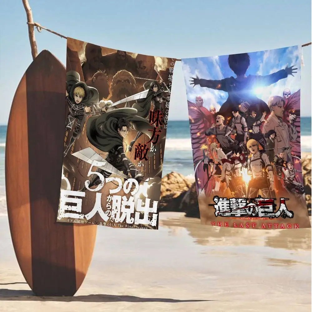 Anime A-Attack O-On T-Titan Classic Anime Beach Swimming Towel Soft Absorbent Washcloth Children's Gifts for Kids Travel Gym