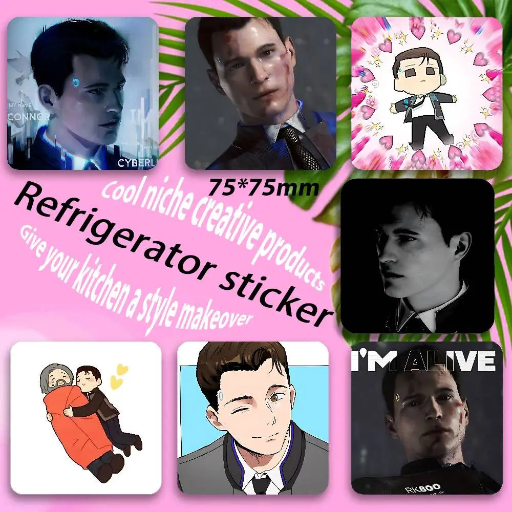 Hank and Connor Hug D-Detroit Fridge Magnets Magnetic Refrigerator Memorial Gifts For Kitchen Office Locker Travel Home Deco