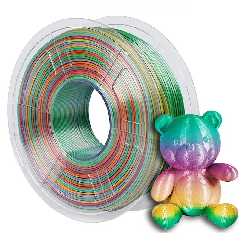 

200G Rainbow Filament Silk PLA 1kg 1.75mm 3D Printer Silky Filament Color Change 3D Printing Materials PLA Filamento Gradient