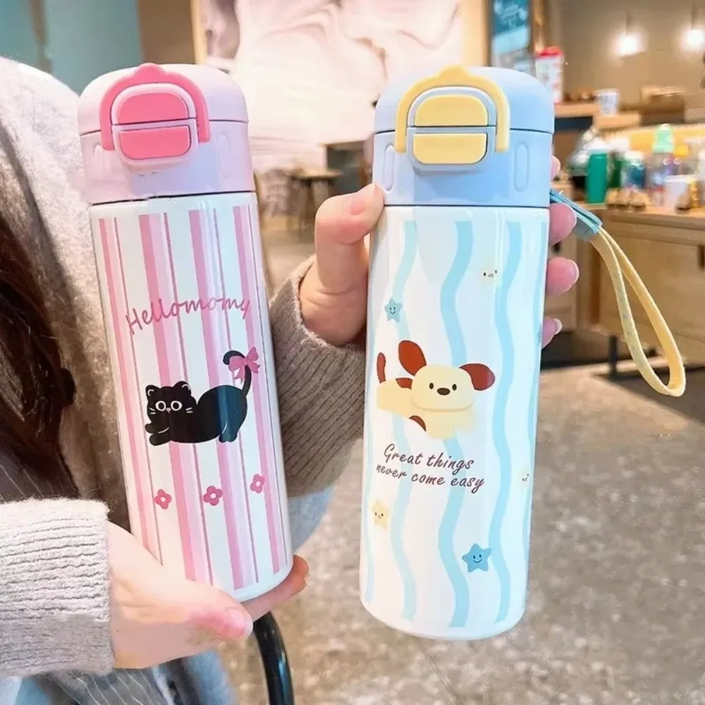 

Travel Mug 316 Stainless Steel Vacuum Flask 520ml Capacity with Straw Vacuum Cup Double-layer Cartoon Thermos Cup Sports