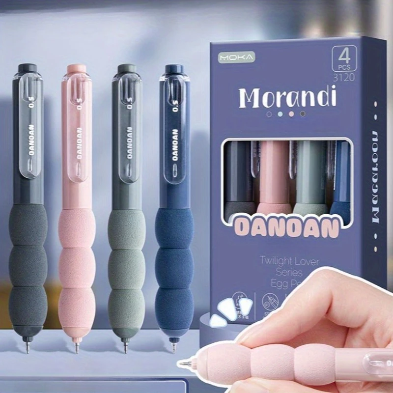 

4-Piece Morandi Retractable Neutral Pens, 0.5mm Ink, College Specifications, Smooth Writing, No Nib, Ideal Valentine Gift