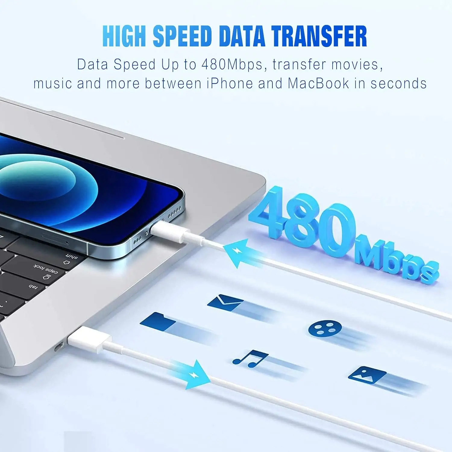 20W Fast Charing USB to L 3.3Ft Cable For iPhone 14 13 12 11 Pro 7 8 Plus Max Xr Xs X Phone Data Sync Charger Wire Cord For ios image 2