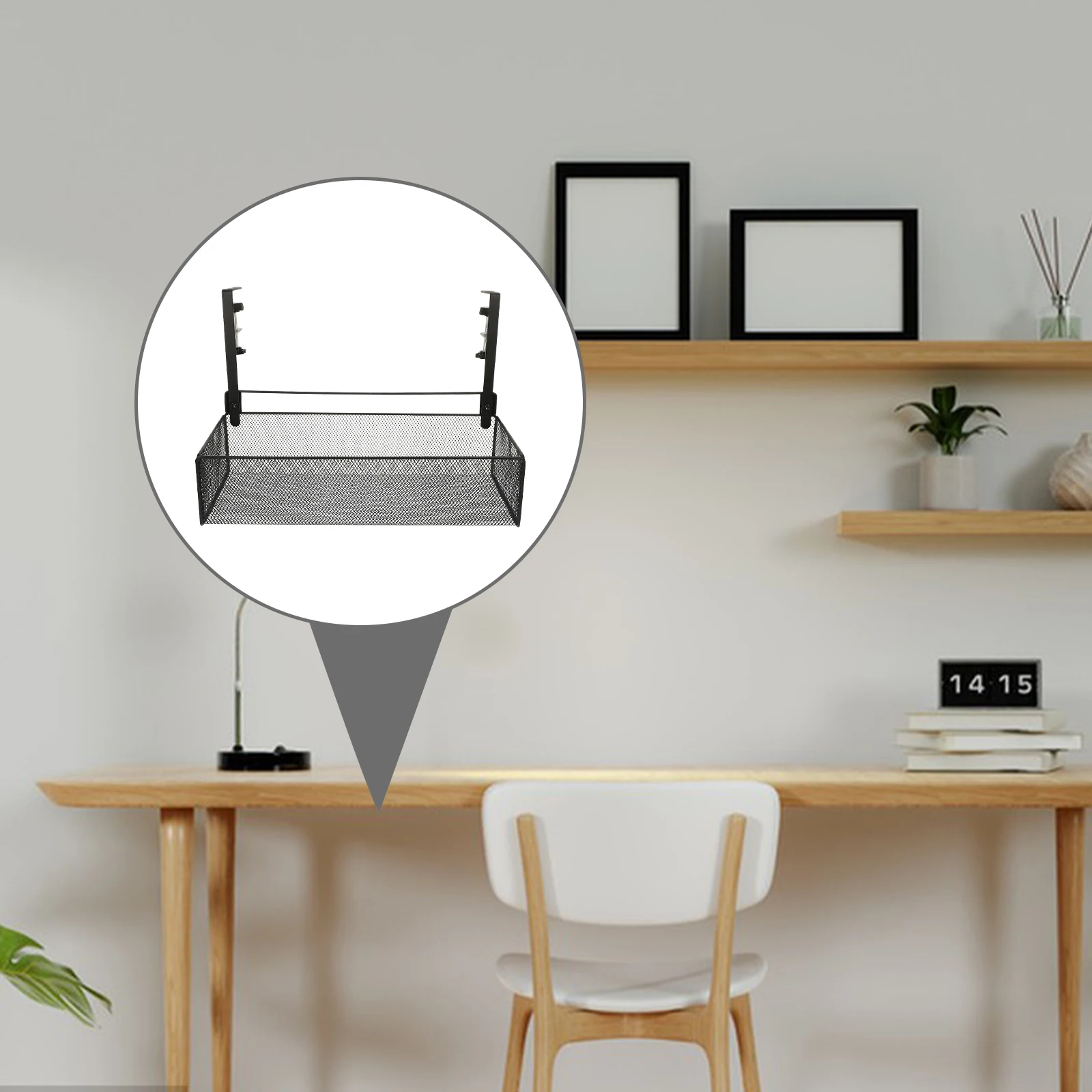 

Under Desk Storage Basket Black Metal Organizer For Office Dorm Home Use Clamp On Holder File Magazines Notebooks Pens