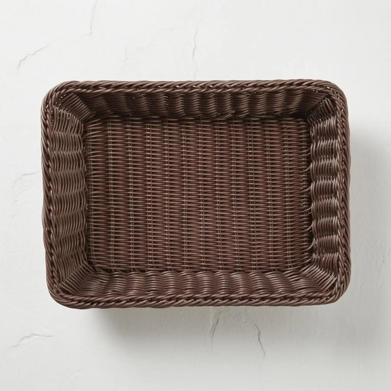 Rectangular Rattan Basket Woven Rim Wicker Storage Tray Multipurpose