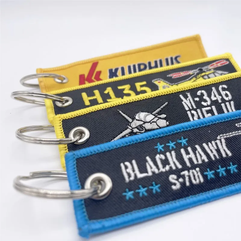 Personalized customization aircraft Aviation Embroidery keychain Custom logo fabric souvenir woven keychain