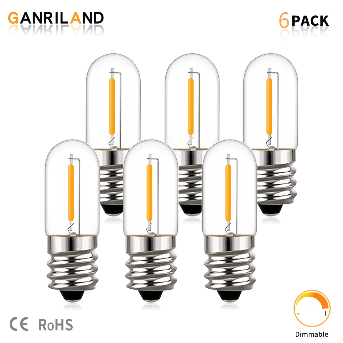 

Ganriland Small Light Night Tubular Bulbs E12 E14 Vintage Led Filament Bombilla T16 0.6W Warm White 2200K 220V Mini Edison Bulb