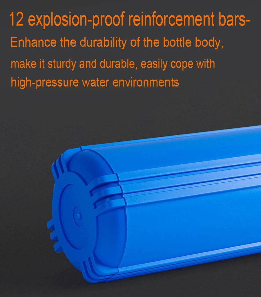 20 Inch Food Grade Commercial Water Filter Housing ,High Flow Pre Filter with 1/2, 3/4 Inch Plastic&Copper Connector Optional