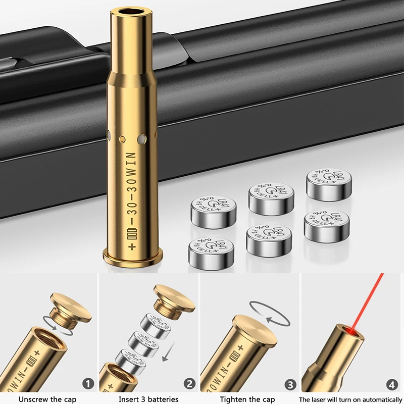 MidTen Red Bore Sight Laser 30-30WIN Red Laser Boresighter Zeroing Bore Sight Laser с 6 батареями MidTen Red Bore Sight Laser 30-30WIN Red Laser Boresighter Zeroing Bore Sight Laser с 6 батареями